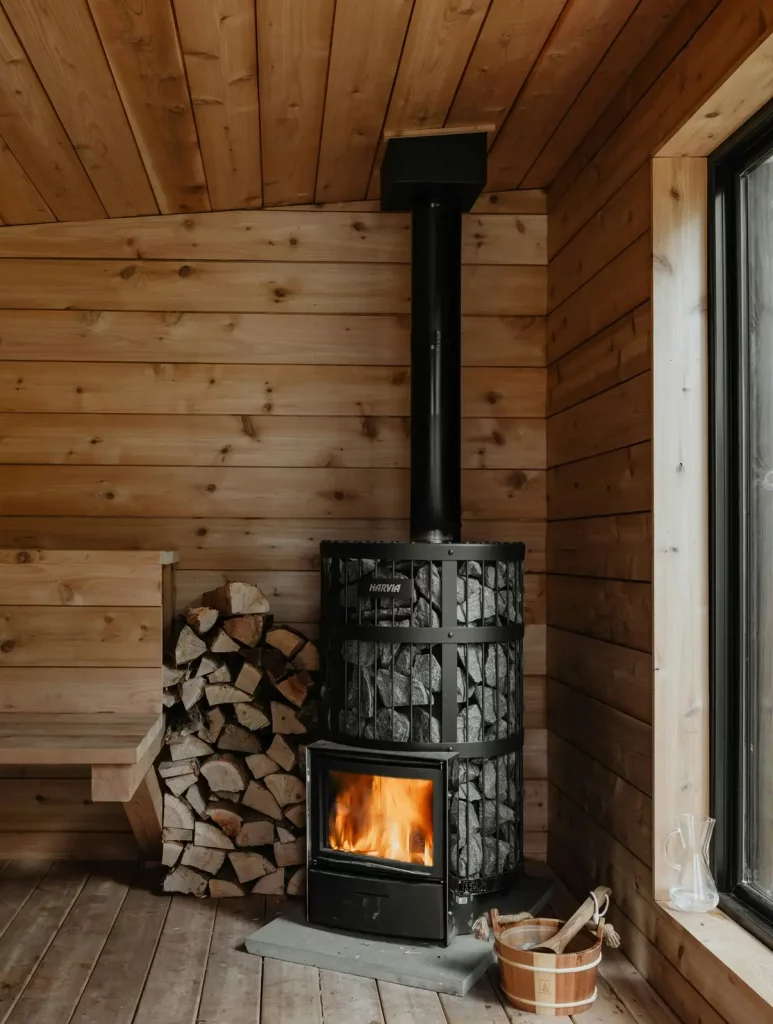 Blazing wood burner